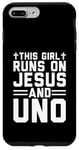 Coque pour iPhone 7 Plus/8 Plus Cette fille court sur Jesus and Uno, jeu de cartes chrétien amusant