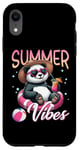 Coque pour iPhone XR Flotteur de natation panda amusant Summer Vibes Beach Lovers