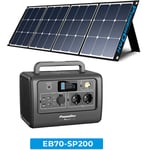 BLUETTI Kit générateur solaire 1000W/716Wh EB70 avec 200W PV200 Panneau Solaire MPPT, 220V-240V portable Panneau Solaire pour camping/hors