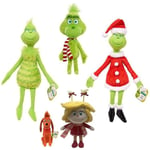 Mub - Jul Grinch Plysch Leksak Grön Hårig Grinch Barn Tecknad Dock Scarf Grinch