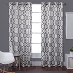 Exclusive Home Curtains Exclusif Maison Rideaux Cochin en Lin Dessus fenêtre Panneau de Rideau Paire, Polyester, Noir Brillant, 108 x 54 x 0.2 cm