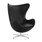 Lounge fåtölj "EGG™" i läder - Arne Jacobsen, Läderalternativ Grace leather black