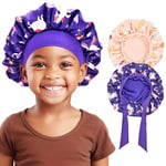 Lolalet 2 Bonnet de Nuit Enfants en Satin, Bonnet Satin Cheveux Nuit Enfant avec Bande Élastique Réglable, pour Enfants de 5 à 12 Ans -Licorne Arc-en-Ciel