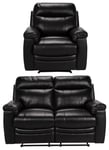 Argos Home Paolo Chair & 2 Seater Manual Recline Sofa -Black Black