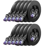 10x 0,25m Plat CAT7 Câble Réseau (CAT 7 avec 10 Gbit/s) Gigabit LAN - RJ45 Ethernet Court Câble de Raccordement Plat - pour Internet Switch Routeur Modem Panneau de Brassage - Noir