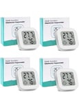 Mini Thermomètre Hygromètre Intérieur, Digital Thermo Hygromètre Indicateur Précision D'Ambiance Moniteur De Température Et Humidimètre Fonction ¿ / ¿-4 Pièces