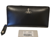 Vivienne Westwood black leather JORDAN zip around Wallet Brand New with Box