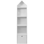 Rebecca Mobili Etagere etroite pour enfants 4 Etageres 1 Tiroir Bibliotheque en Bois blanc