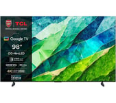 TCL 98C855K 98" Smart 4K Ultra HD HDR Mini LED TV with Google Assistant & Amazon Alexa, Silver/Grey