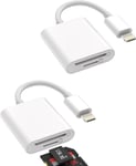 Adaptateur Lecteur Carte Sd 2 En 1(Lot De 2) Iphone Lightning Jack Micro Sd Mémoire Externes Accessoire Pour Apple 14 13 12 11 Pro Max 7 8 Plus X Ipad Air Mini Caméra Card Reader Clé Connecte.[P34]