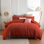 Soifox King Size Duvet Cover Set - Burnt Orange Bedding Set KingSize Bed with Zipper Closure, Soft Microfiber Quilt Cover with 2 Pillowcases