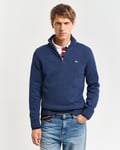 GANT - Bomullsgenser med half-zip til herre dk jeansblue melange