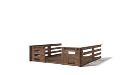 Terrasse en bois avec balustrade pour abri en bois - 9m2 - 3m x 3m - imprégnée - couleur: marron - DOM540