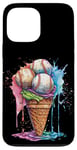 Coque pour iPhone 13 Pro Max Ice Cream Baseball – Cône de glace mignon tenant des balles de baseball