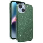 Coque iPhone 14 Paillette Amovible Silicone Semi-rigide Vert