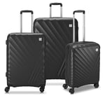 MODO by Roncato Rainbow 2.0 Set 3 Trolley Rigide 4 Roues avec TSA, Noir, Lot de 3 valises rigides avec Roues pivotantes