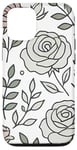 Coque pour iPhone 12/12 Pro Rose florale botanique, style minimaliste