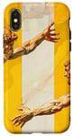 Coque pour iPhone X/XS Jaune Art Déco Rayé Grand Art Peinture Michel-Ange