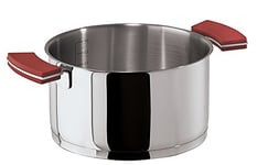 Sambonet 12 O'Clock Casserole Haute 2 poignées, Acier Inoxydable, Rouge, 16 cm