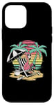 Coque pour iPhone 12 mini Pink Flamingo Sunset Beach Chair Summer Vacation Palm Tree