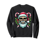 Santa Skull Christmas Skeleton Candy Cane X-mas Holiday Sweatshirt