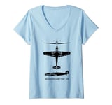 Womens Messerschmitt Bf 109 WW2 Plane Cutout Silhouettes V-Neck T-Shirt