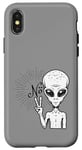 iPhone X/XS Funny and cute Grey Alien "No" V-Finger Gesture Case