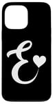 iPhone 13 Pro Max white letter E monogram initial minimalist heart graphic Case