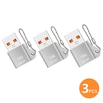 Adaptateur USB 3.0 vers Type C,Mini Transfert Rapide,Type C Femelle vers USB,Convient pour Ordinateur Portable,Chargeur de Voiture,Abrters,3-1Pcs - Type 3PCS Silver