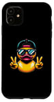 Coque pour iPhone 11 Canard en caoutchouc jaune rétro cool dans les années 70 80 Funny Duck