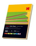 KODAK - Ramette de 100 feuilles papier couleur 80g/m², Format A4 (21x29,7cm) Rouge, Orange, Jaune, Vert, Bleu et Rose - 9891300 - Neuf