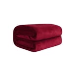 Komfortec Plaid Couverture Polaire Flanelle en Microfibre Extra Épais 450 g/m², Certifié Oeko-Tex Jeté de Canapé 150x200 cm, Flanelle Doux et Chaude, Fourrure Chaud et Doux en Peluche, Bordeaux