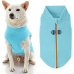 Gooby Pull en Polaire à Fermeture éclair pour Chien - Turquoise - Taille L - Chaud - en Polaire - avec Double Anneau en D - pour l'hiver - pour Chiens de Petite Taille et de Taille Moyenne