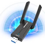 NEWFAST Clé WiFi 6 Puissante 5400Mbps Adaptateur USB WiFi Tri-Bande Clé WiFi pour PC, 2.4 GHz/5 GHz/6Hz Clé WiFi USB pour Windows 11/10,USB 3.0,WPA3,MU-MIMO,OFDMA,NF-U353