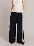 Ghost Mila Side Stripe Palazzo Trousers, Black/Ivory