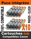 10 CARTOUCHES-INK ENCRE COMPATIBLE PGI 525 CLI526 POUR CANON  MG6150 MG 6150