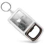 Bottle Opener Keyring BW - Interstellar Space Travel Rocket  #43879