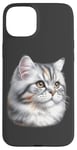 Coque pour iPhone 15 Plus Portrait de chat tigré argenté x chat mignon