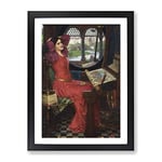 The Lady Of Shalott In Red By John William Waterhouse Classic Painting Framed Wall Art Print, Ready to Hang Picture for Living Room Bedroom Home Office Décor, Black A2 (64 x 46 cm)