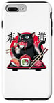 Coque pour iPhone 7 Plus/8 Plus Chat noir mangeant des sushis Anime drôle chat amateur de sushi