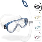 Cressi Onda Mare Italian Made Snorkel Set - Clear/Blue,