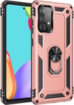 Compatible Avec Coque Samsung Galaxy A52s 5g Avec Aimant Anneau Support, 360°Double Couche Renforcée Défense Bumper Antichoc Armure Housse Etui Avec Protection Écran-Or Rose