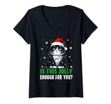 Womens Christmas Pajamas Men Women Boys Girls Funny Cat V-Neck T-Shirt