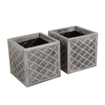 Pair of Lazio Square Pewter Planters (Dia. 32cm)