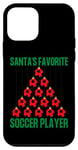 Coque pour iPhone 12 mini Ballon de football préféré du Père Noël pour sapin de Noël