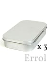 3 x Empty Tins. Hinged Lid. Altoid Size  3¾" x 2⅜" x ⅞" (96mm x 60mm x 21mm) 