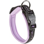 Ferplast Collier Chien Sport Dog, Collier pour Chien de Taille Grande, Rembourrage Doux, Coutures réfléchissantes, Étiquette pour Le nom de l'animal, Reglable, Taille: 2,5 cm (55-65 cm), Violette