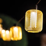 SolarCentre® Dorada Outdoor Solar Powered USB Gold Mesh Festoon Lights - Powered by Leaf