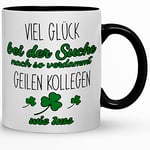 Kaffeebecher24 - Tasse avec inscription en allemand – Tasse de collègue – Passe au lave-vaisselle – 330 ml – Tasse de bureau pour collègue de travail – Vert (motif 1)