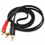 Wire 1.5m Phono Stereo Phone Audio Plug 1/8" Speaker Adapter Male Jack To 2 RCA